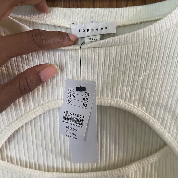 NWT Top shop long maxi dress White Bodycon Sz 10 - Picture 3 of 3